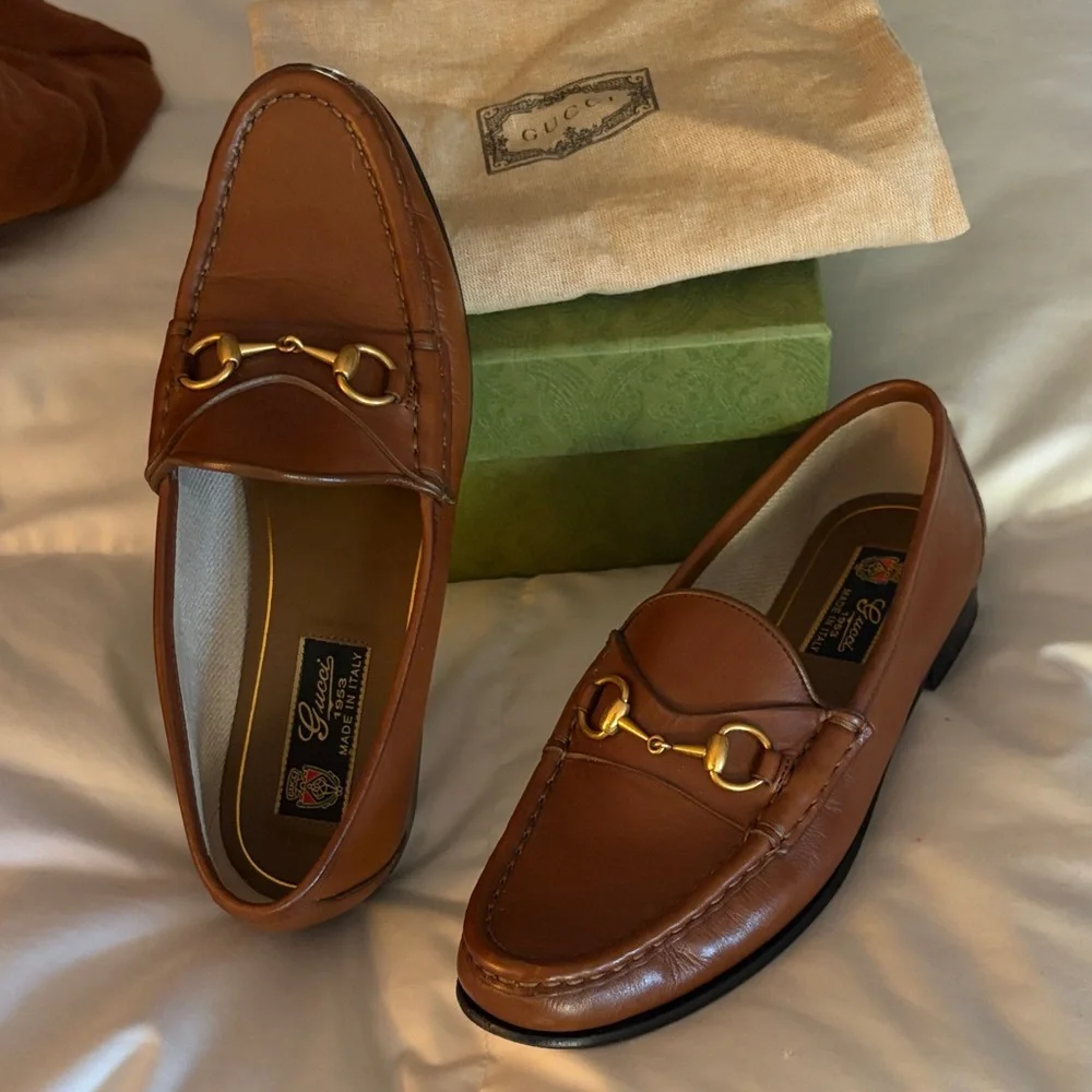 Gucci Brown Leather Horsebit Slip-On Loafers - Picture 2 of 5